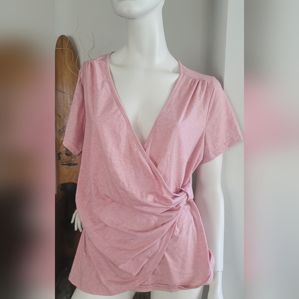 SHEIN Pink Wrap Blouse with Tie Front